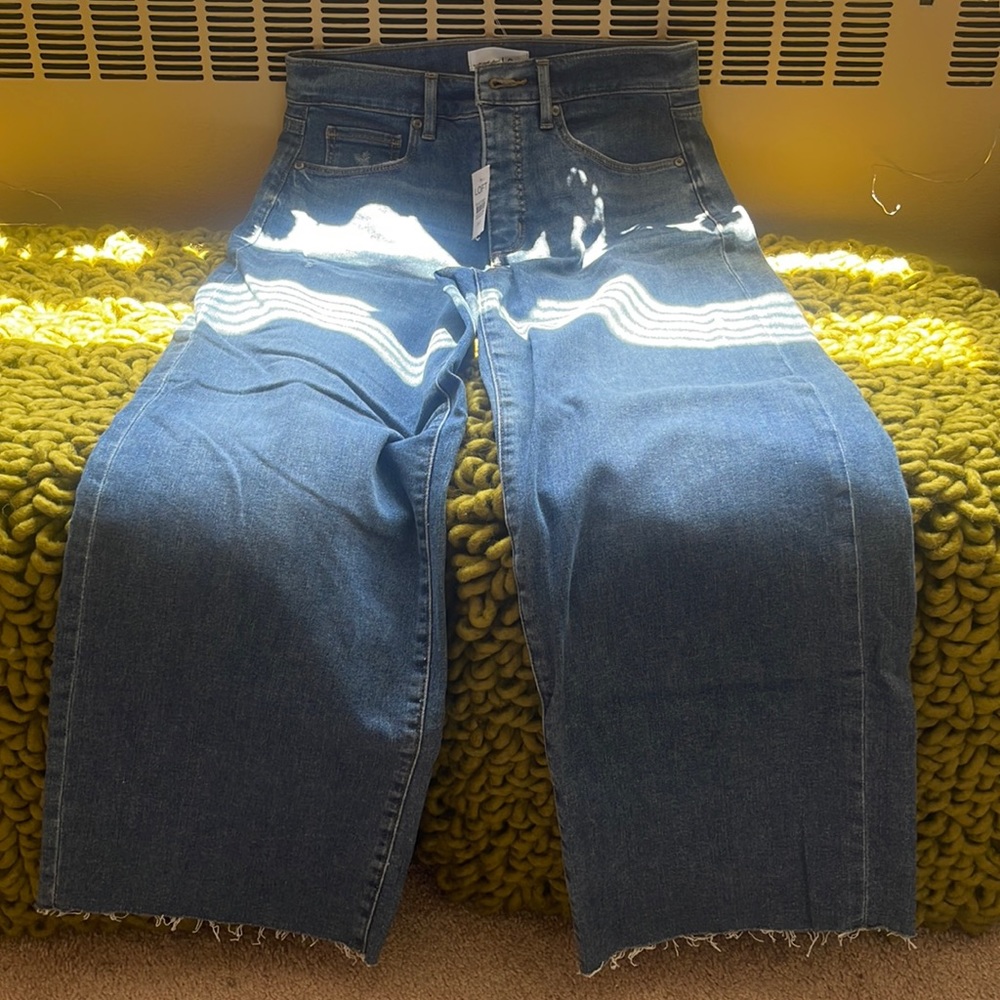 High Rise Wide Leg Crop Jeans in Pure Light Indigo Wash